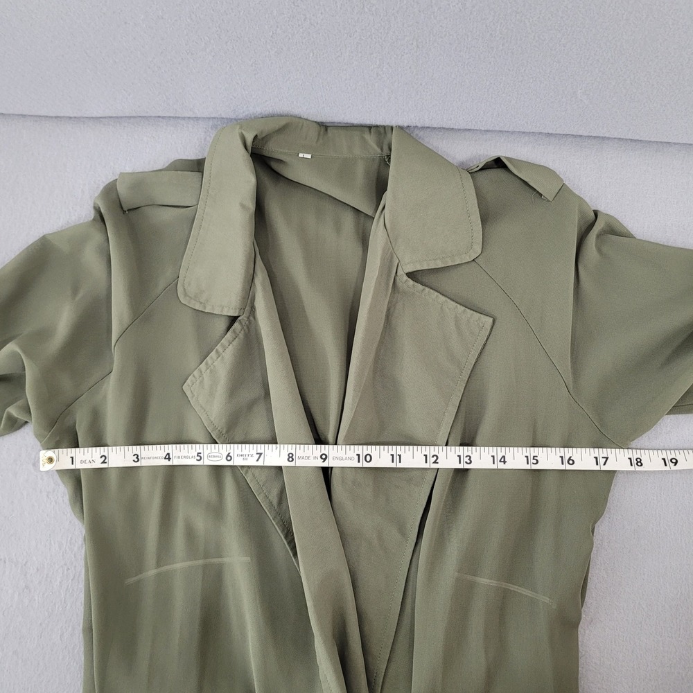 Olive Green Duster Cardigan Sheer Trench Style Womens - Large - Picture 9 of 10